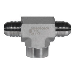SS2602-06-06-06 - 3/8" Male JIC & Female NPTF 316 Stainless Steel Branch Tee Fitting