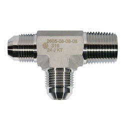 SS2605-02-02-02 - 1/8-in Male JIC x 1/8-in Male NPTF x 1/8-in Male JIC 316 Stainless Steel Run Tee