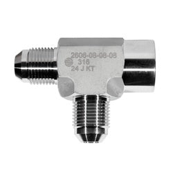 SS2606-04-04-04 - Stainless Steel Adapter 1/4-in Male JIC x 1/4-in Female NPTF x 1/4-in Male JIC