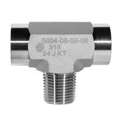 SS5604-16-16-16 - 1 in Female NPTF x 1 in Female NPTF x 1 in Male NPT Stainless Steel Pipe Tee