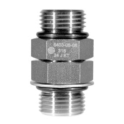 SS6403-06-06 - 3/8-in Male O-Ring Boss Stainless Steel Union Adapter, 1.496 in Long