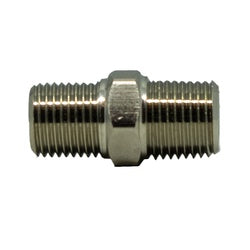 28815 - Brass Hex Nipple 1/8-in BSPT x 1/8-in MIP, Nickel-Plated Fitting