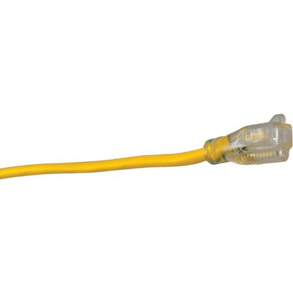 12 AWG 3C 15AMP SJTW Yellow Lighted Single End Extension Cord 100FT