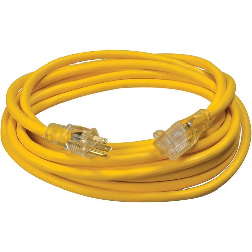 12 AWG 3C 15AMP SJTW Yellow Lighted Single End Extension Cord 100FT
