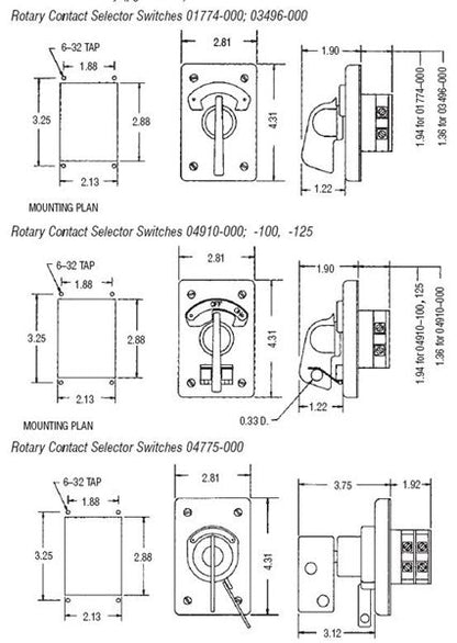 01774-000 Rotary Contact Selector Switches