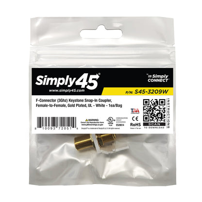 S45-3209W F-Connector (3Ghz) Keystone Snap-in Inserts