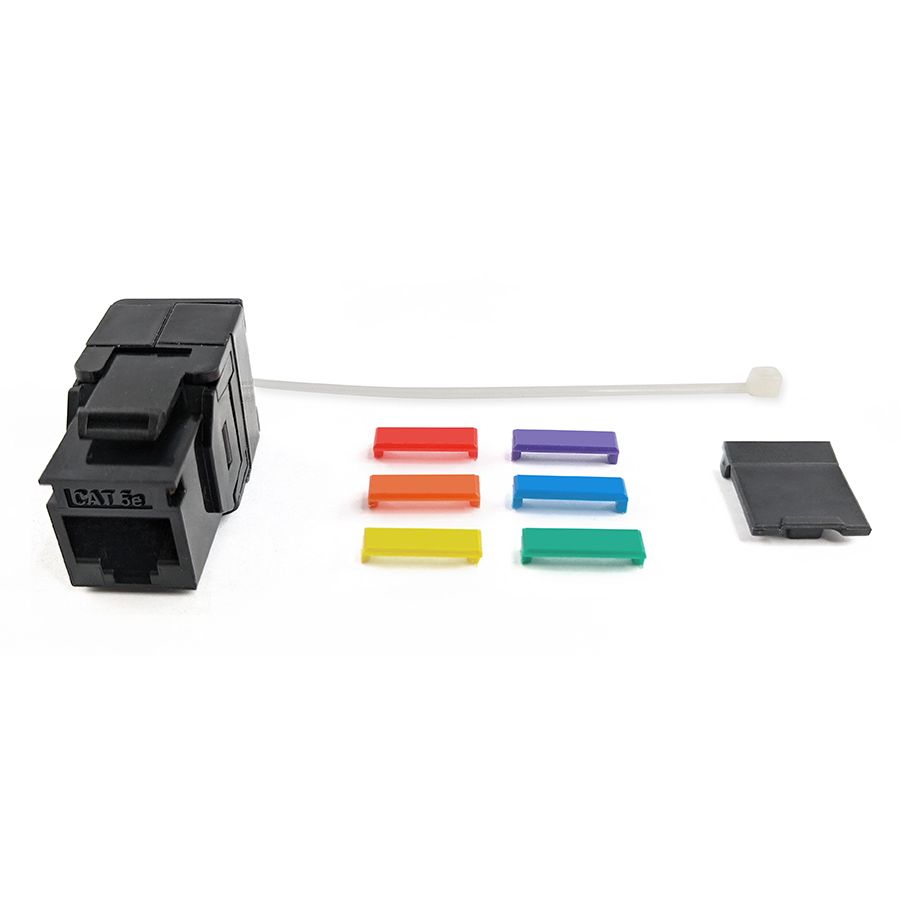 S45-3500B Cat5e UTP 180 Degree Keystone Jack – Unshielded – Black