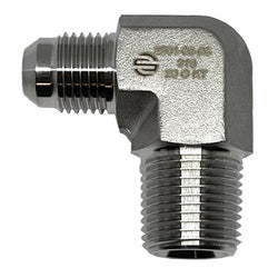 SS2501-04-02 - 90-Degree Stainless Steel Elbow Adapter, 1/4-in Male JIC x 1/8-in Male NPTF