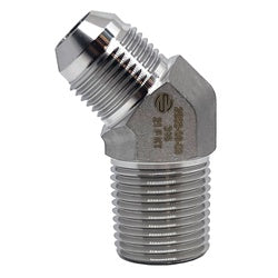 SS2503-06-06 - 45-Degree Elbow Fitting, 3/8-in Male JIC x 3/8-in Male NPTF, 316 Stainless Steel