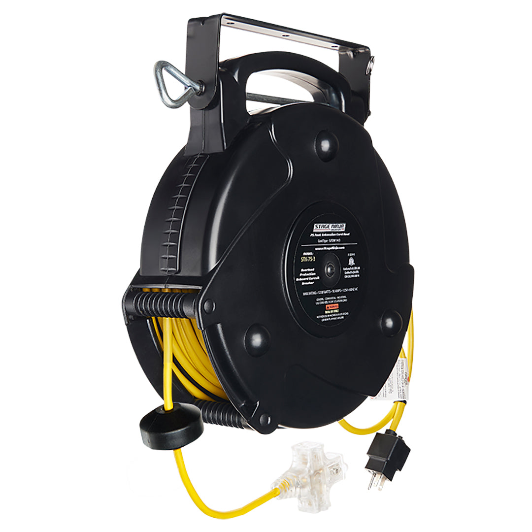 STX-75-3 Stage Ninja 75 Foot Retractable Triple Tap 14/3 Power Reel