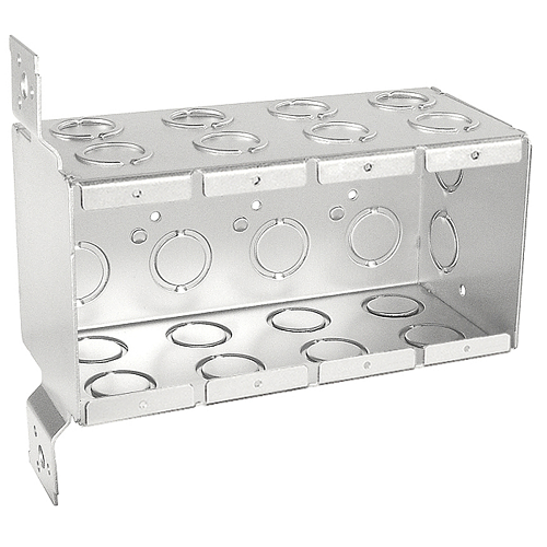 3-1/2" Four Gang Bracketed Masonry Box With Deep Non-Gang able Knockouts Conduit TB-435-F (Pack of 10)