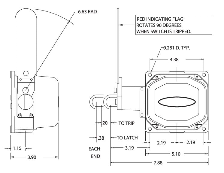 04953-122 Cable Operated Switches with Single Flag Indicators or Latch Plates