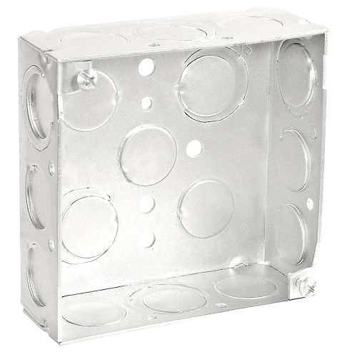 4 Inch Square Box 1-1/2 Inch Deep Welded With Conduit Knockouts 52151 ...