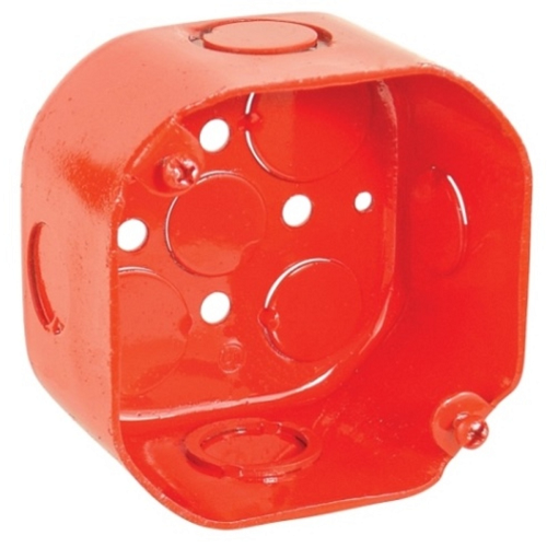 4 Inch Octagon Box 2-1/8 Inch Deep 1/2 And 3/4 Knockouts Red 54171-RED (Pack of 50)
