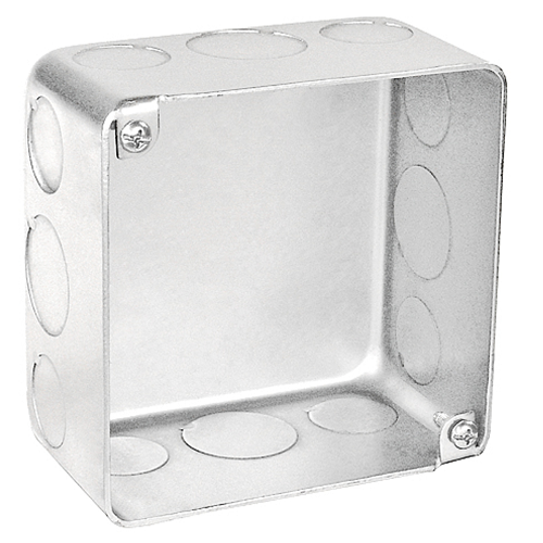 4 Inch Square Blank Bottom Junction Box 2-1/8 Inch Deep With Conduit Knockouts 52171-SBB (pack of 25)