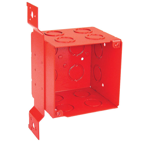 4 Inch Square 3-1/2 Inch Extra Deep Junction Box Flat Vertical Bracket Red 52181-FRED (pack of 20)