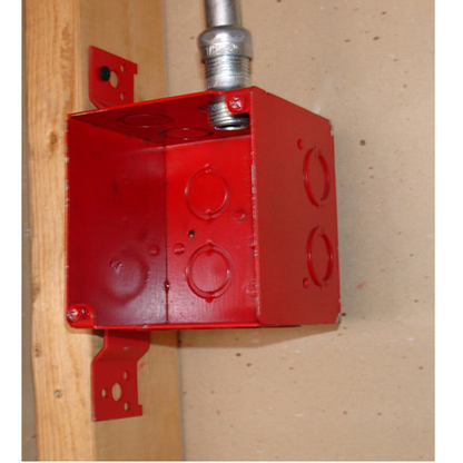 4 Inch Square 3-1/2 Inch Extra Deep Junction Box Flat Vertical Bracket Red 52181-FRED (pack of 20)