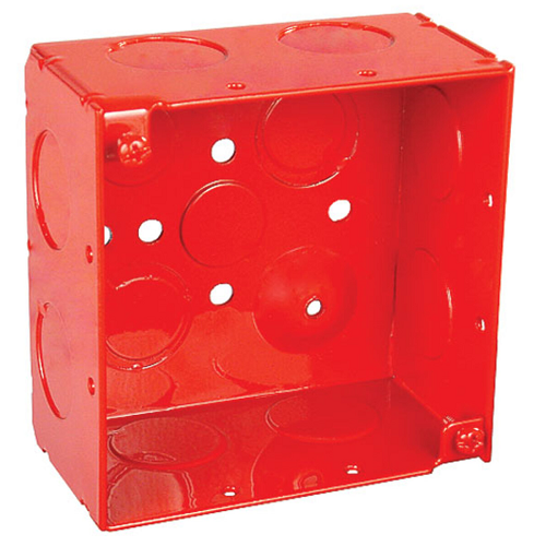 4 Inch Square Life Safety Box 2-1/8 Inch Deep Welded With Conduit Knockouts 52171-3/4RED (pack of 45)