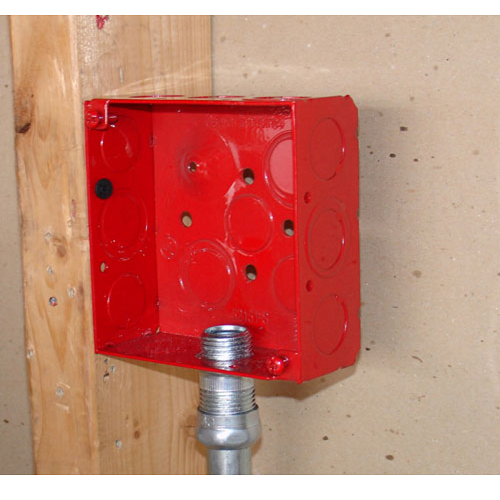 4 Inch Square Life Safety Box 2-1/8 Inch Deep Welded With Conduit Knockouts 52171-3/4RED (pack of 45)