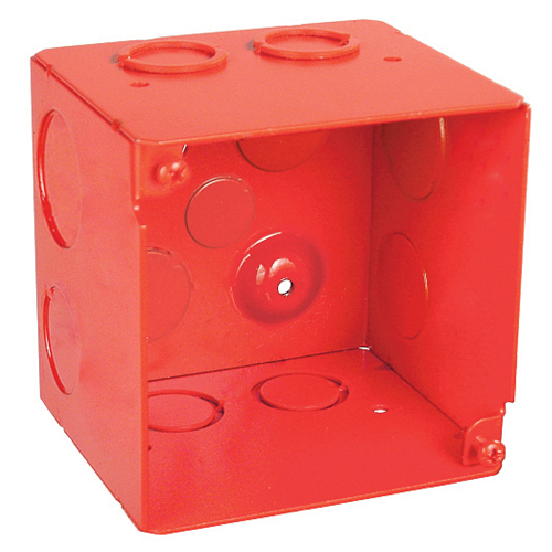 4 Inch Square 3-1/2 Inch Extra Deep Junction Box Side Knockouts Red 52181-RED (pack of 20)