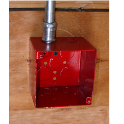 4 Inch Square 3-1/2 Inch Extra Deep Junction Box Side Knockouts Red 52181-RED (pack of 20)