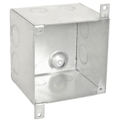 4 Inch Square Concrete Box With Mounting Tabs 3-1/2 Inch Deep Side Knockouts 52181-SPKR (pack of 15)