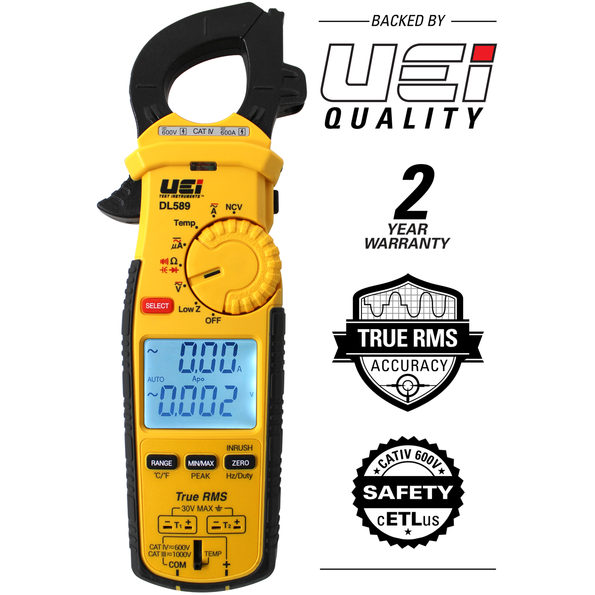 DL589 600A TRMS Clamp Meter w/ DC Amps