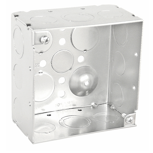 4 Inch Square Junction Box 2-1/8 Inch Deep Elevated Knockouts 52171-KOR (pack of 25)