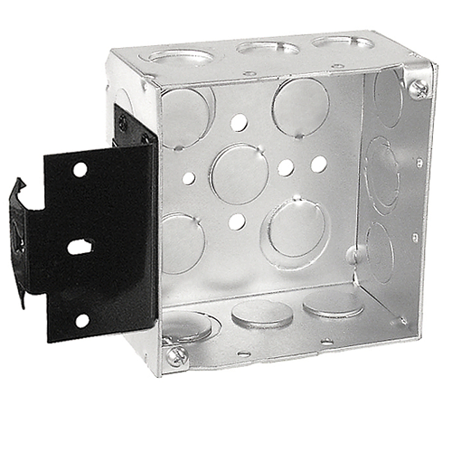 4 Inch Square Junction Box 2-1/8 Inch Deep With Metal Stud Bracket 52171-MS (pack of 35)