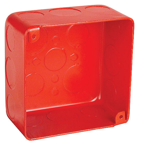 4 Inch Square Junction Box 2-1/8 Inch Deep Drawn With Conduit Knockouts Red 52171-SVTRED (pack of 25)