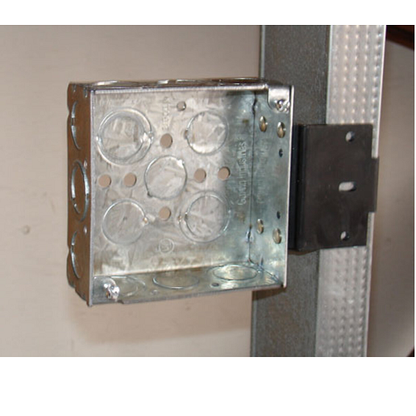 4 Inch Square Junction Box 2-1/8 Inch Deep With Metal Stud Bracket 52171-MS (pack of 35)