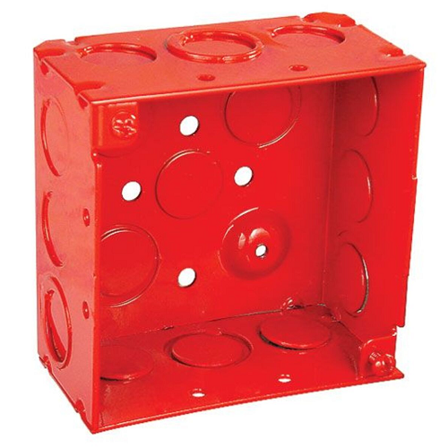 4 Inch Square Junction Box 2-1/8 Inch Deep Welded With Conduit Knockouts 52171-RED (pack of 35)