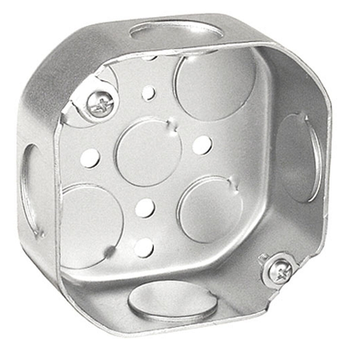 4 Inch Octagon Box 1-1/2 Inch Deep 3/4 Inch Side Knockouts 54151-3/4 (Pack of 100)
