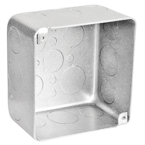 4 Inch Square Junction Box Drawn 2-1/8 Inch Deep With 1/2 Inch And 3/4 Inch Knockouts Plenum 52171-SVTSS (pack of 3)