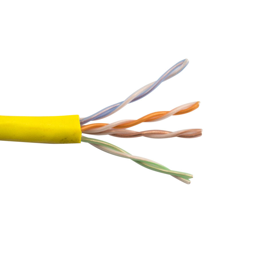 CAT5E-P-YL CAT5E PLENUM UTP- 350 MHz 24AWG SOLID BC 4PR, ANSI/TIA 568.2-D, ISO/IEC 11801 CLASS D, UL CMP- YELLOW- 1000 FT BOX