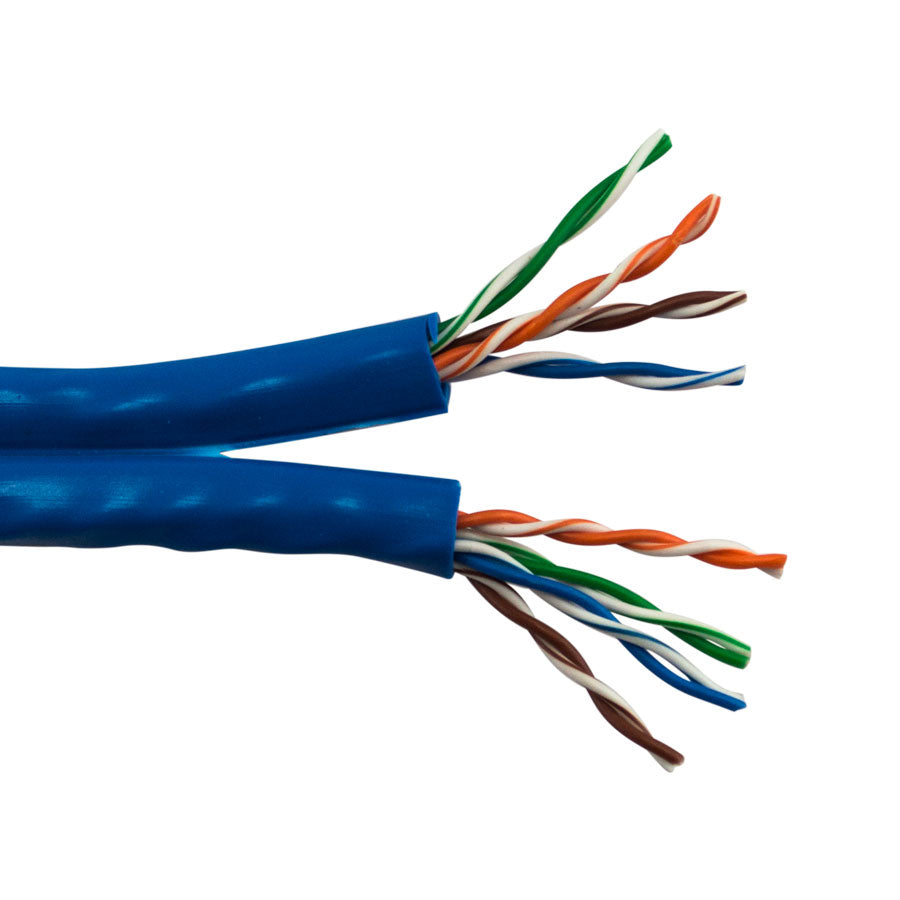 CAT5E-S-BL CAT5E SIAMESE- BONDED 2x 350 MHz 24 AWG SOLID BC 4PR UTP, ANSI/TIA 568.2-D, UL CMR, PVC JKT- BLUE- 1000 FT SPOOL
