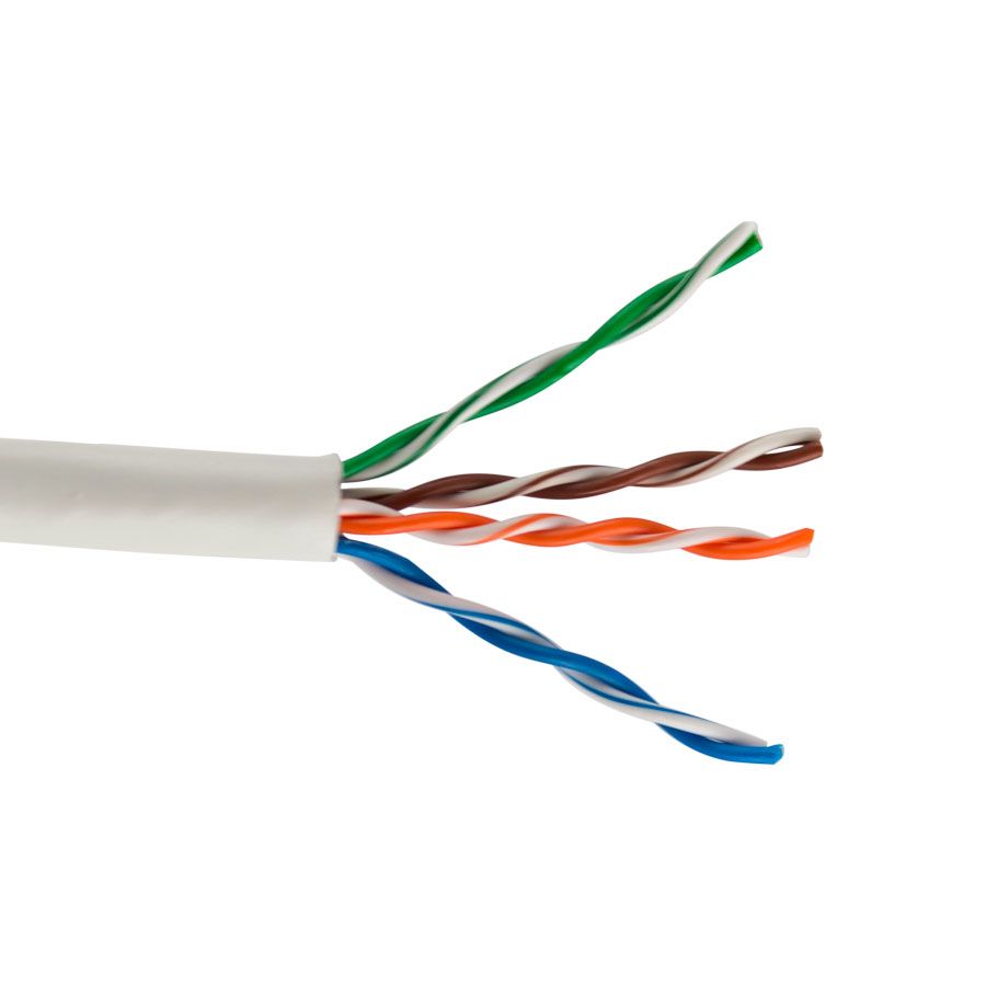 CAT5E-WT-5-ETL CAT5E 350 MHz 24AWG SOLID BC 4PR, UTP, ANSI/TIA 568.2-D, ETL CMR, PVC JKT- WHITE- 500 FT BOX