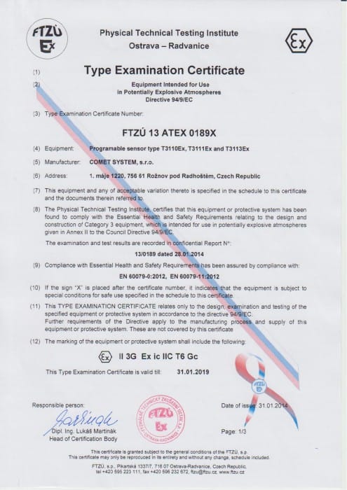 ATEX Certified Humidity and Temperature Duct Transmitter