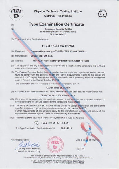 ATEX Certified Humidity and Temperature Duct Transmitter