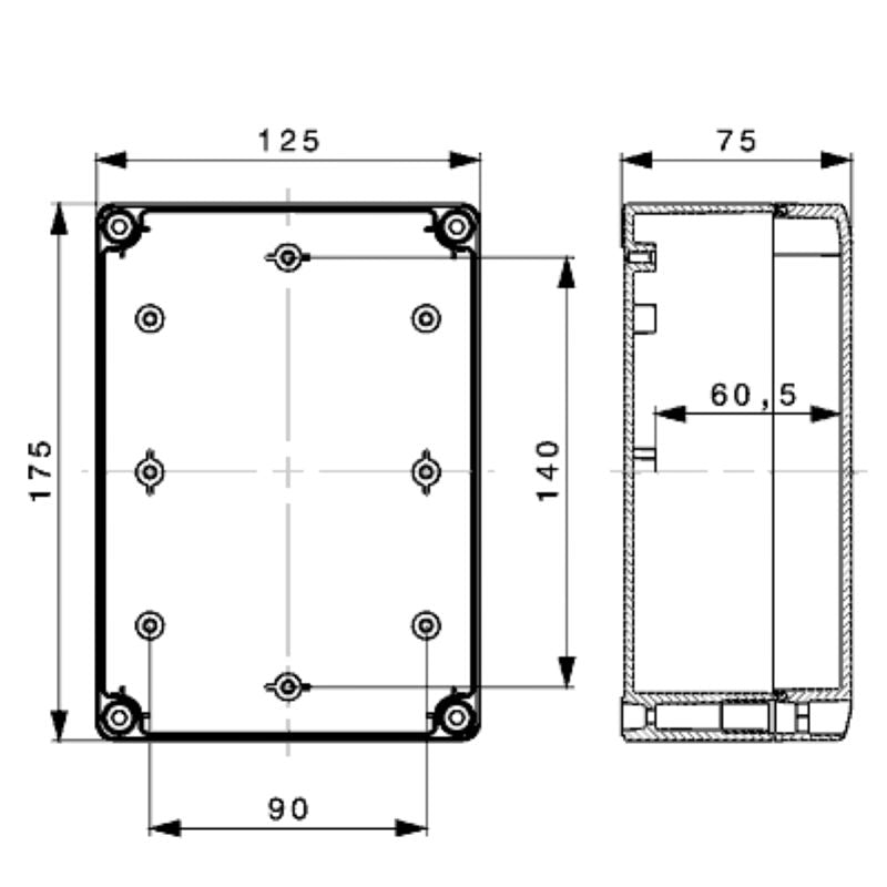 9535300000 - Polycarbonate Enclosure IP66/IP67, 125mm x 175mm x 75mm