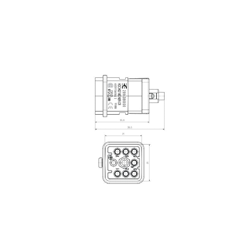 1003180000 - 7-Pole HDC Female Connector Insert, 400V, Crimp Design