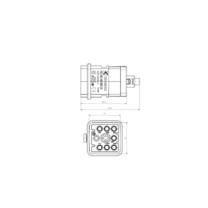 1003180000 - 7-Pole HDC Female Connector Insert, 400V, Crimp Design