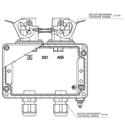 1966290000 - IP67 Junction Box, 125mm x 136mm, 2-Port Design