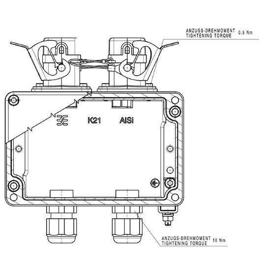 1966290000 - IP67 Junction Box, 125mm x 136mm, 2-Port Design