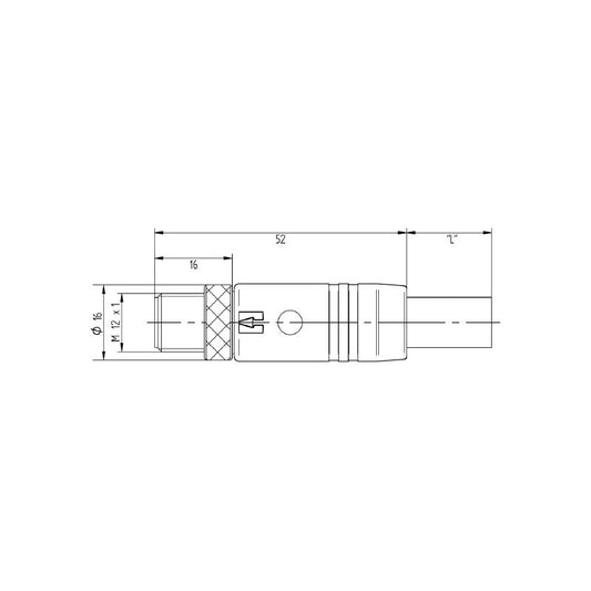2455280500 - 5m M12 PUR Connecting Cable, 5-Pole, 90° Angle