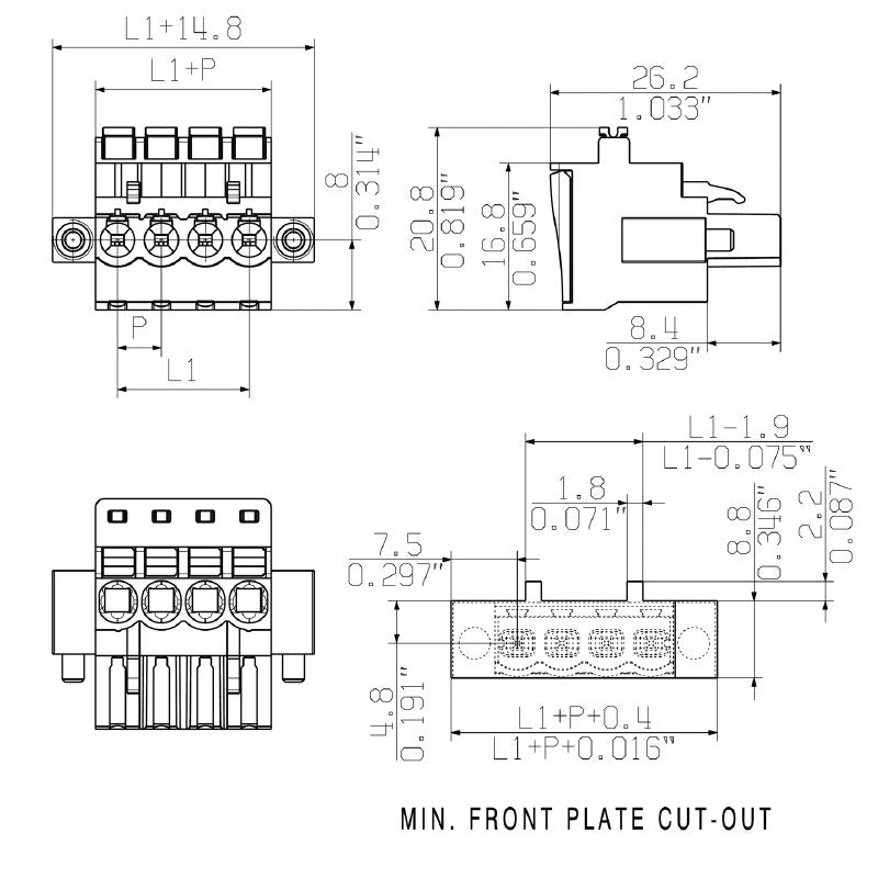 1980760000 - 5mm 14-Pole PCB Connector, 90° Angle, PUSH IN Method  (Pack of 18)