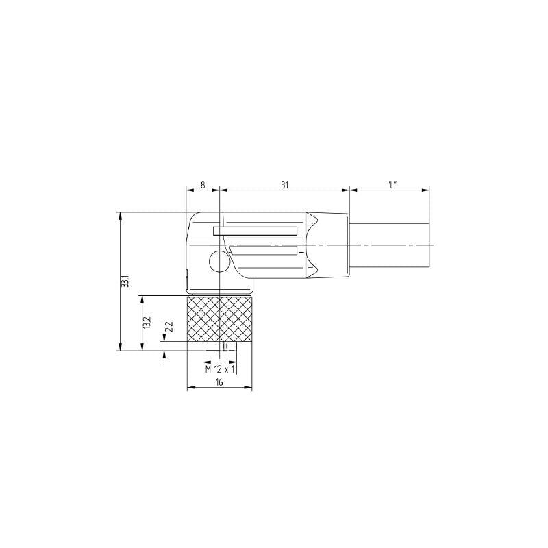 2455270500 - 5m M12 Power Cable, 5 Poles, PUR Material