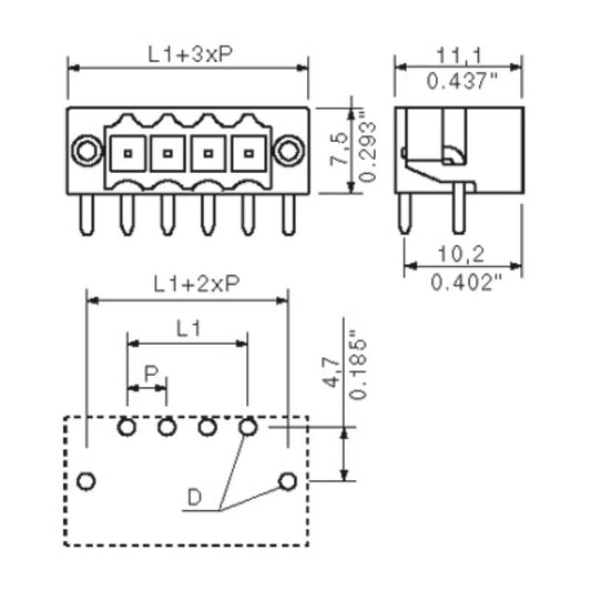 2535460000 - 18-Pole 3.50mm Male PCB Connector at 90° Angle  (Pack of 24)