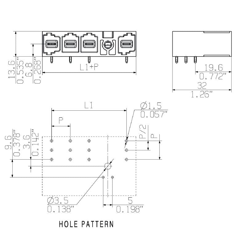 2630180000 - 10.16mm PCB Male Header Connector with 90° Elbow  (Pack of 36)
