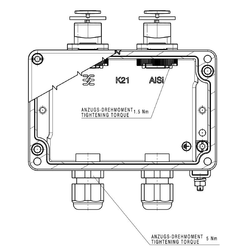 1966250000 - IP67 Rated Variant 4 Junction Box with 2 Straight Ports